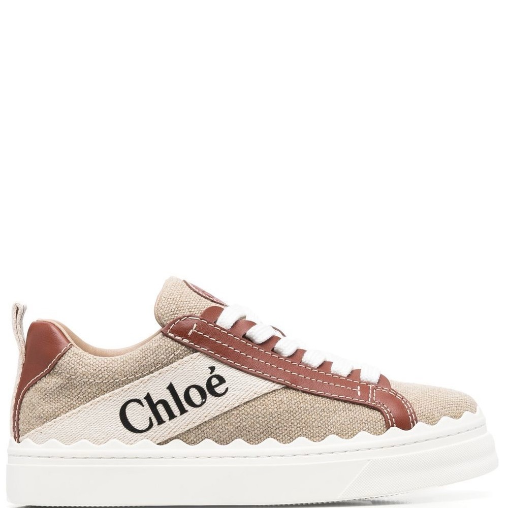 Chloé Lauren Low-Top Beige Canvas Sneakers